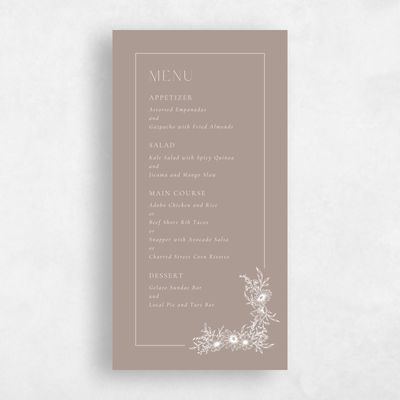 Rich Taupe, Brown Wedding Menu - Wiosna