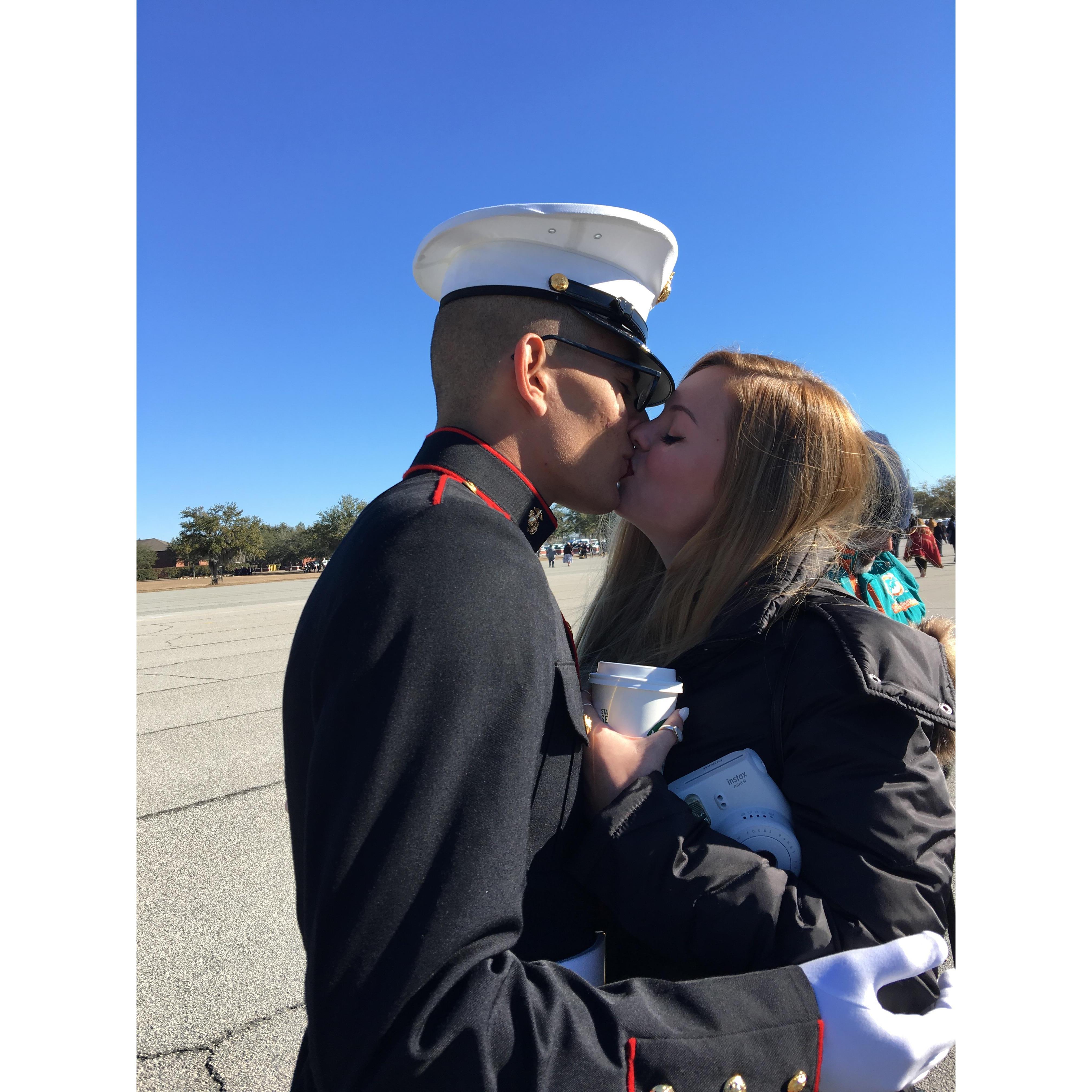 Fast forward 4 and a half years to Bryan's Marine Corps graduation. 13 weeks of only letters and two anxious and freezing cold days later, he was home.