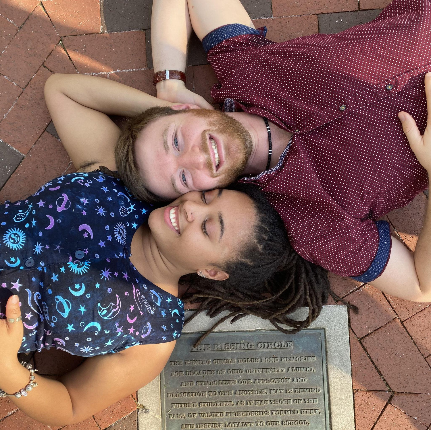 Took pictures at the OU kissing circle a few weeks before graduating