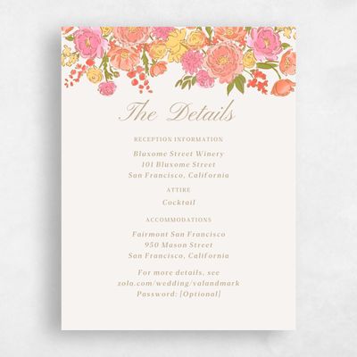 Light Oatmeal, Pink Wedding Enclosure - Colombe