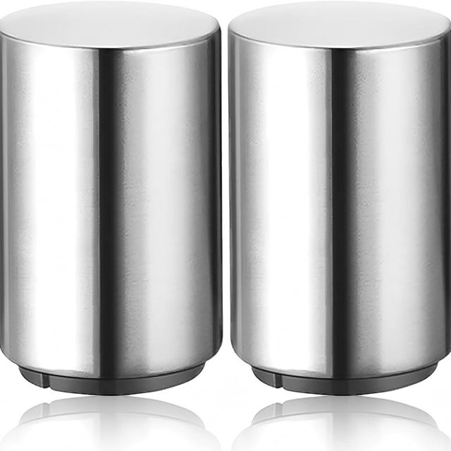 Magnetic Beer Bottle Opener with Automatic Cap Catcher, Ultra Premium Stainless Steel Soda & Beer Bottle Opener, Push & Pull Convenient Design Bar Accessory (2 pcs)