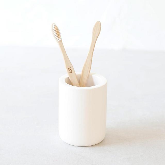 Selegna Drying Stone Toothbrush Holder, Diatomite Toothbrush Holders for Bathroom, Quick Drying Electric Toothbrush & Toothpaste Holder Cup, Diatomaceous Earth Bathroom Sink Organizer (Beige)
