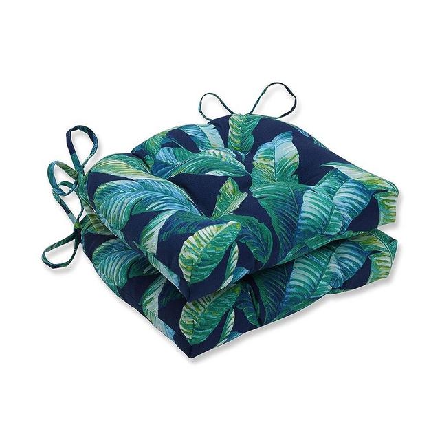 Pillow Perfect Outdoor/Indoor Hanalai Lagoon Chair Pads, 2 Count (Pack of 1), Blue