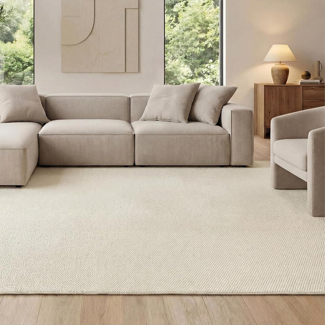 Bedsure 8x10 Faux Wool Area Rugs for Living Room, Machine Washable Carpet, Non-Slip Backing, Pet Friendly Throw Rug for Bedroom Dining Room, Cream