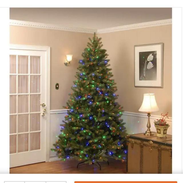 National Tree Company 7.5 ft. Pre-Lit Dunhill Fir Hinged Artificial Christmas Tree with Multi-Color Lights