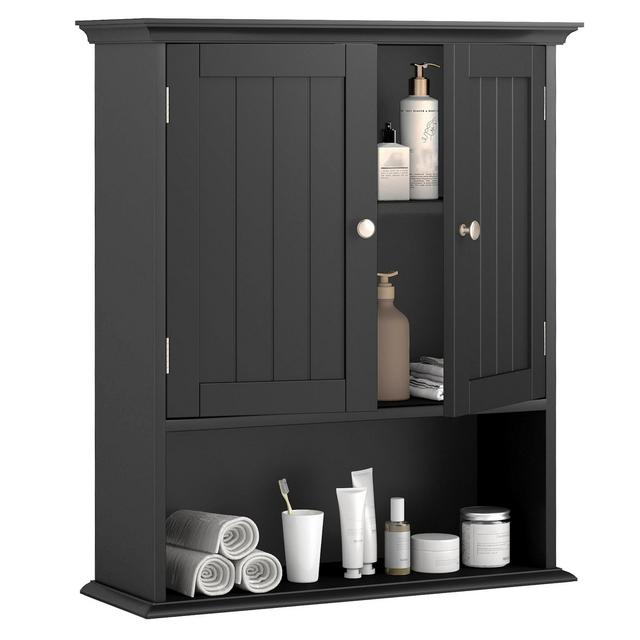 Costway Wall Mount Bathroom Cabinet Storage Organizer Medicine Cabinet Black