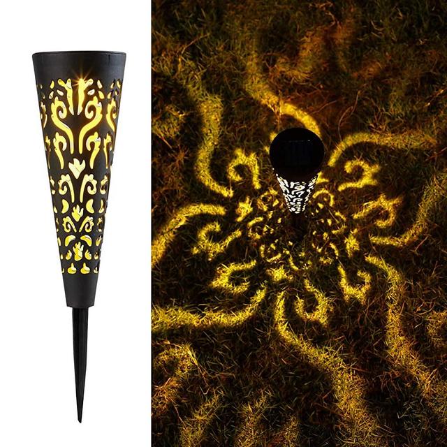 6Pcs Solar Lights Outdoor Decorative Conical Garden Stakes for Patio, Yard, Lawn, Pathway Decor Landscape Lighting (Black)