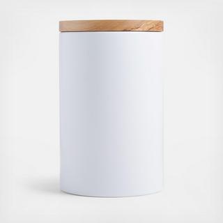 Olivewood & Matte Ceramic Canister