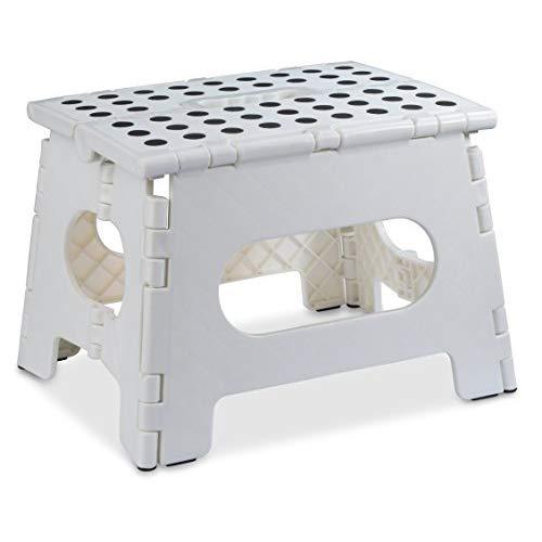 Folding Step Stool - The Lightweight Step Stool is Sturdy Enough to Support Adults and Safe Enough for Kids. Opens Easy with One Flip. Great for Kitchen, Bathroom, Bedroom, Kids or Adults.