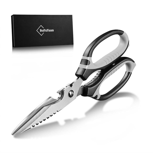BoFuYuan Kitchen Shears for Food - Come Apart Kitchen Scissors for Cutting Food, Meat(9'' Black)