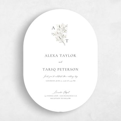 White Oval Wedding Invitation - Sweetbay Classic