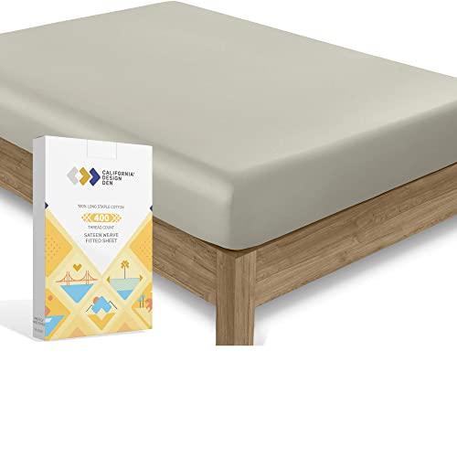 Luxury Cozy Collection 100% Pure Cotton Fitted Sheet, Best Hotel Style 400 TC King Size Taupe color - Long Staple Combed Natural Cotton, Sateen Weave - Fits Mattress 16'' Deep Pocket