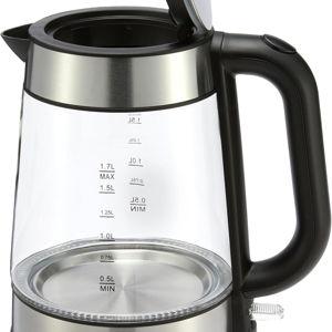 Amazon Basics Electric Kettle with Glass Carafe for Tea and Coffee, BPA-Free, Fast Boiling, Auto Shut-Off, 1.8 Quarts, 1500W, Black and Silver