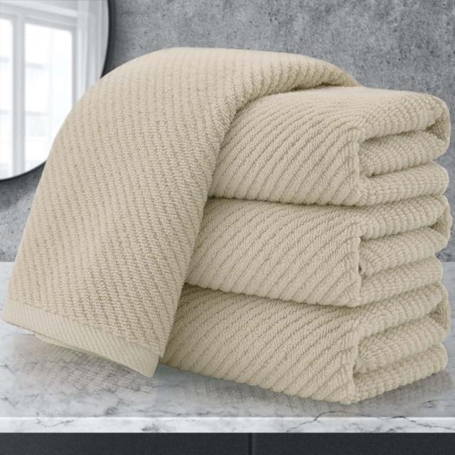 VOOVA & MOVAS Bathroom Hand Towels Set of 4 - Large 18"x28" | 100% Cotton | Lightweight | Thick | Quick Dry | Soft | Absorb, Hand Towels for Bathroom, Dorm Room Essentials, Beige