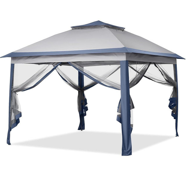 GDY 11x11 Pop Up Canopy Tent, Outdoor Canopy with Netting, Outdoor Gazebo for Backyard, Tent with Handbag, Blue.