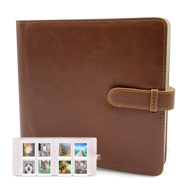 Phetium 256 Pockets Photo Album for Fujifilm Instax Mini,Instax Square,Polaroid Camera,Album Book for Mini 12 11 9 8 7s 40 EVO 90 70 LiPlay,SQ1 SQ6 SQ10 SQ20 Instant Cameras,Link Printer (Brown-I)