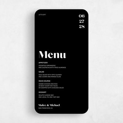 Black Rounded Wedding Menu - Vitale