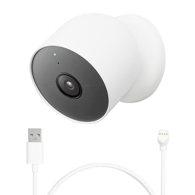 Google Nest Cam Outdoor or Indoor, Battery - 2nd Generation - 1 Pack with Extra Replacement Cable