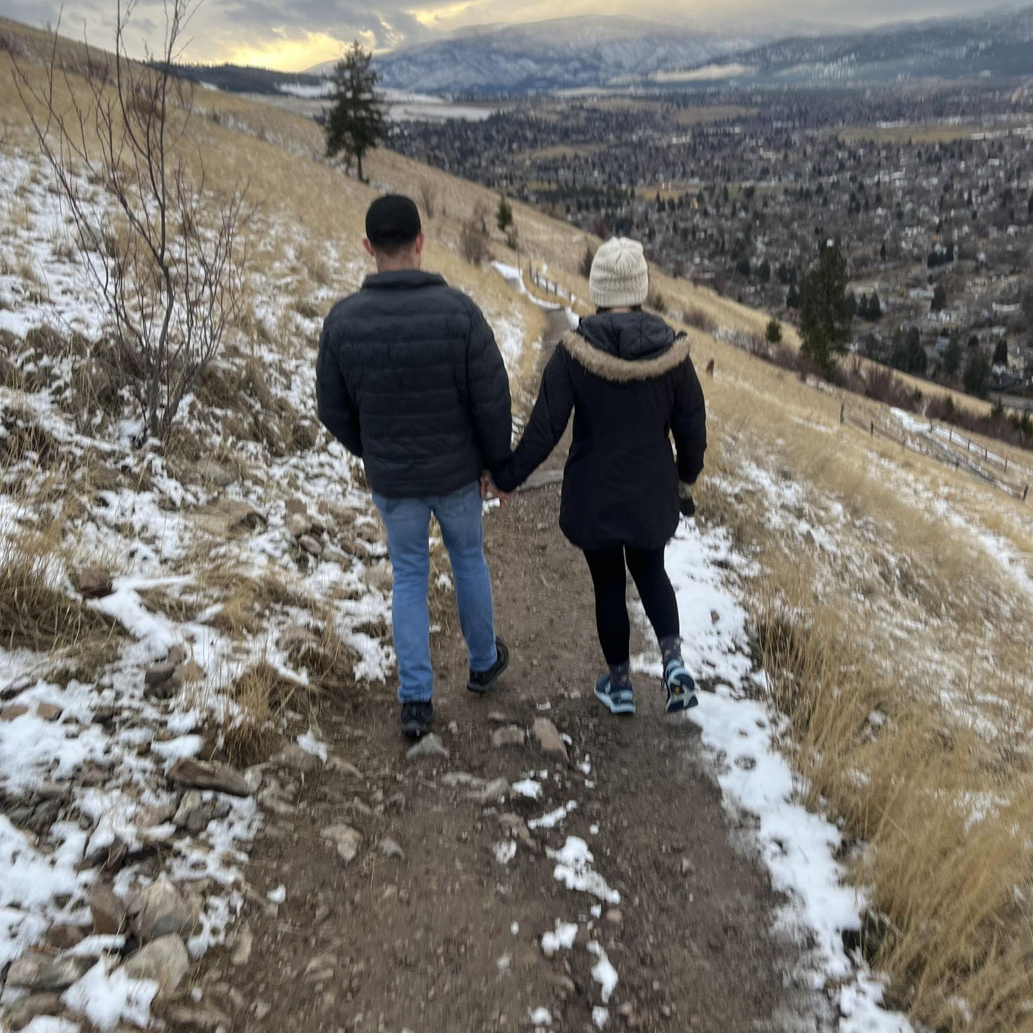 Hiking up and down the "M" in Missoula before Taylor proposed.