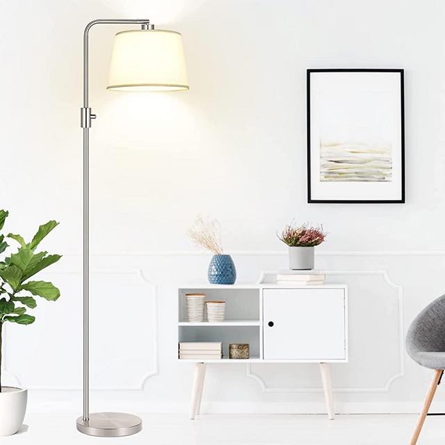 【Upgraded】 Dimmable Floor Lamp, 1000 Lumens LED Edison Bulb Included, Brushed Nickel Arc Floor Lamps for Living Room Modern Standing Lamp Tall Lamps for Living Room Bedroom