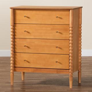 Lucera Mid-Century Bobbin Wood 4-Drawer Chest