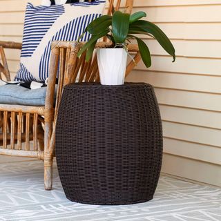 Handwoven Resin Barrel Side Table