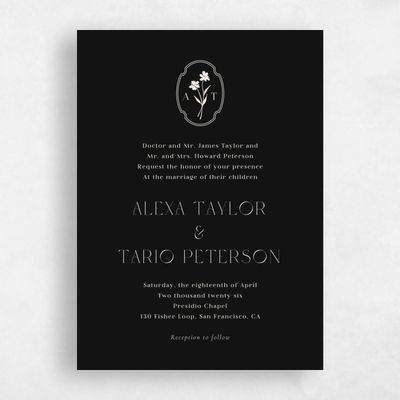 Black Wedding Invitation - Gaia Classic