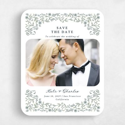 White Rounded Wedding Save the Date - Pirouette Photo