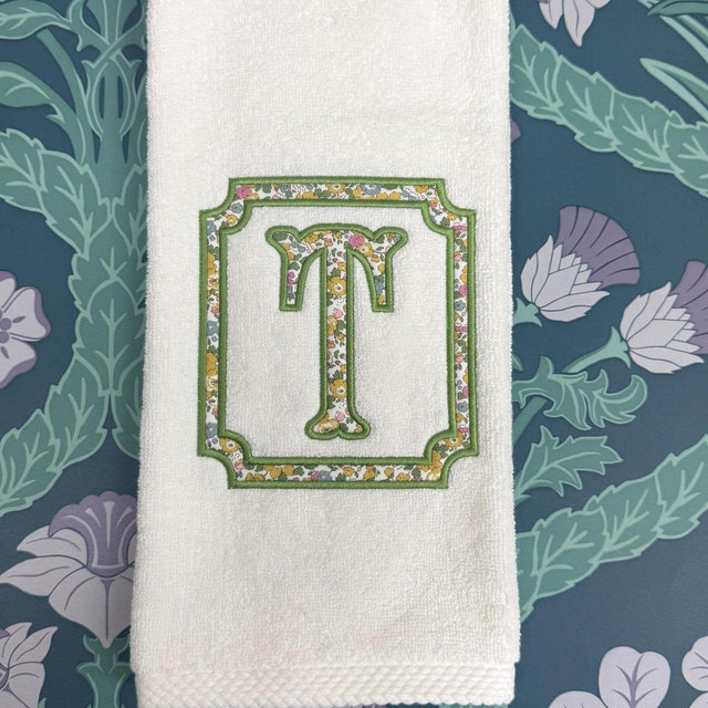 Embroidered Hand Towel Monogrammed Guest Towel Liberty London Applique Towel for Wedding Gift or Registry Bathroom Towels Customized