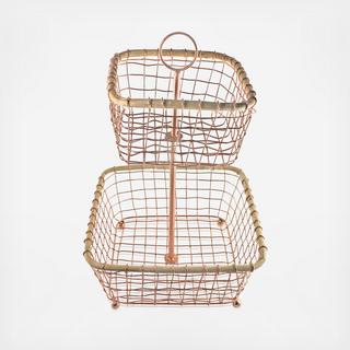 Copper Wire 2-Tier Basket