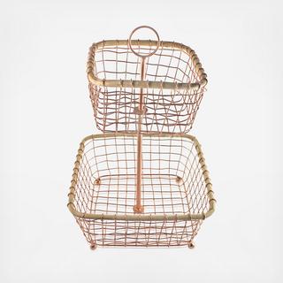Copper Wire 2-Tier Basket