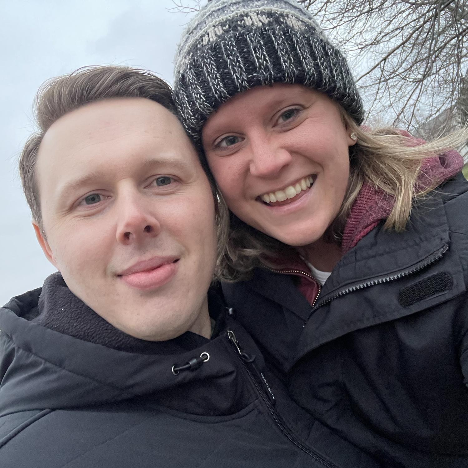 Thanksgiving walk. We made it about 1/2 of a mile before we decided we were too cold.