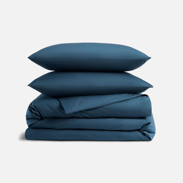 Brooklinen Luxury Sateen Duvet Cover Set - 100% Cotton, King/California King Size in Abyss Blue - Includes 1 Duvet Cover and 2 King Pillowcases - Best King/Cali King Duvet Covers