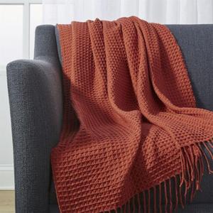 Cecili Rust Waffle Weave Throw