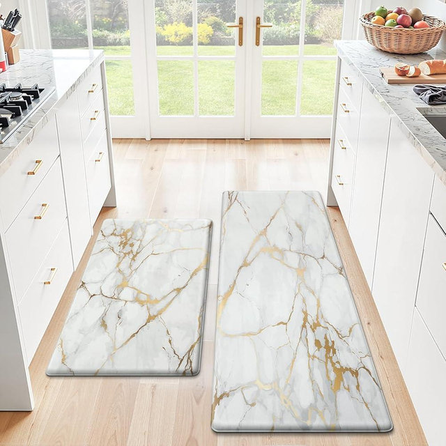 StepLively Kitchen Rugs and Mats, 2-Pack Low Profile Slip Resistant Kitchen Mats for Floor, in Front of Sink and Stove-17.3"*30"+17.3"*47"