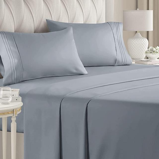 Full Size Sheet Set - Breathable & Cooling Sheets - Hotel Luxury Bed Sheets - Extra Soft - Deep Pockets - Easy Fit - 4 Piece Set - Wrinkle Free - Comfy – Steel Blue Bed Sheets