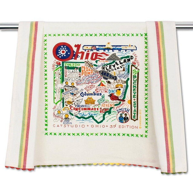Catstudio Ohio Dish Towel - U.S. State Souvenir Kitchen and Hand Towel with Original Artwork - Perfect Tea Towel for Ohio Lovers, Travel Souvenir