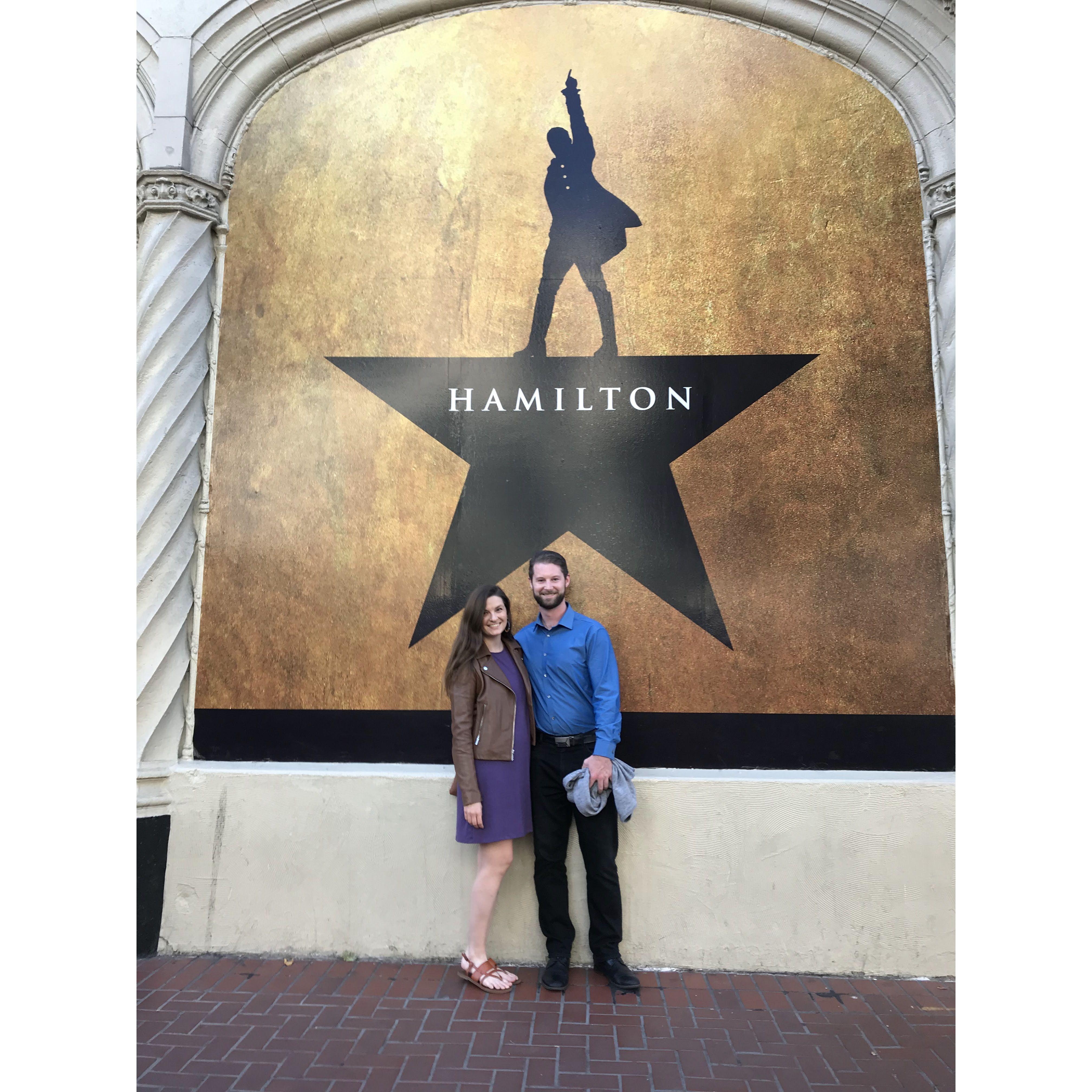 Our first show together, Brian very patiently listened to Becca explain the history behind Hamilton on the drive to San Francisco.