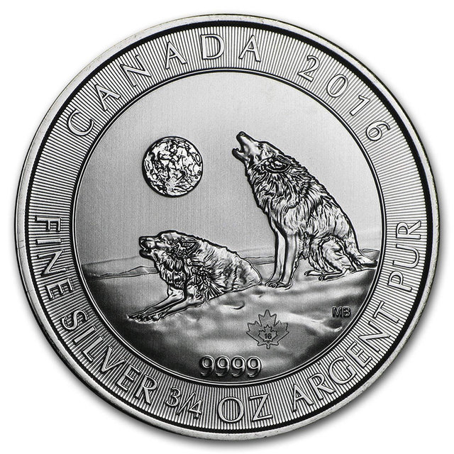 2016 CA Canada 3/4 oz Silver Howling Wolves BU Silver Brilliant Uncirculated