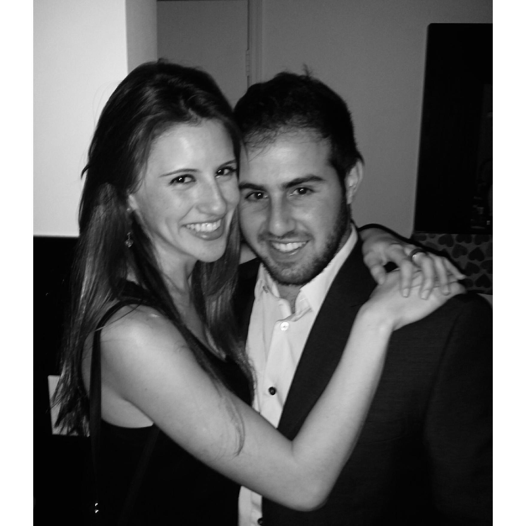 Our first photo together! Ok, we took a selfie on an elevator in 2012, but that photo got lost in our old cellphones.
