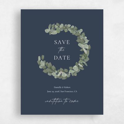 Grayed Navy, Blue Wedding Save the Date - Bransford Portrait