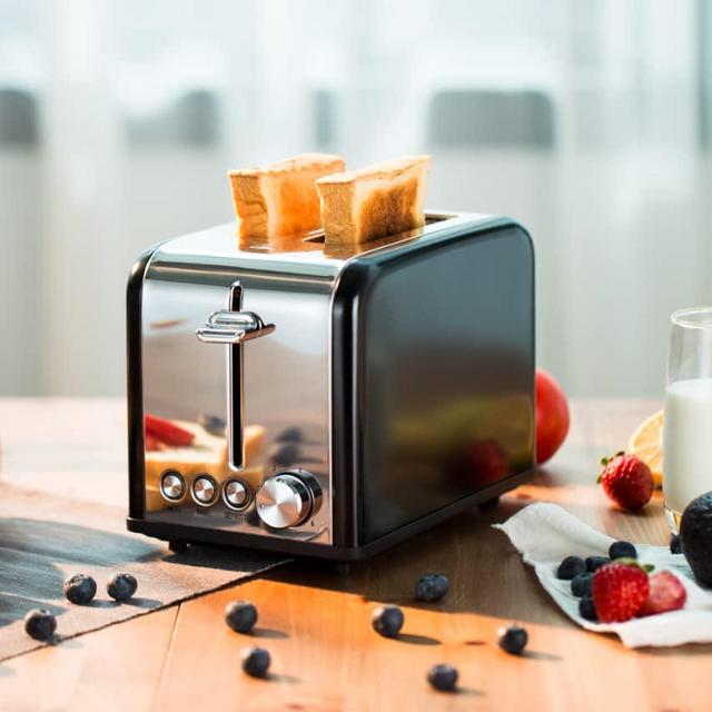 Toaster 2 Slice, Retro Small Toaster with Bagel, Cancel, Defrost Function, Extra Wide Slot Compact Stainless Steel Toasters for Bread Waffles, Blue