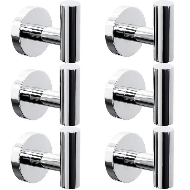 Kruodop Towel Hooks for Bathroom,6 Packs Wall Mount Towel Holder,Black Matte Wall Robe Hook,Stainless Steel Heavy Duty Door Hanger Towel Hook for Kitchen, Bedroom,Hotel,Pool,Coats