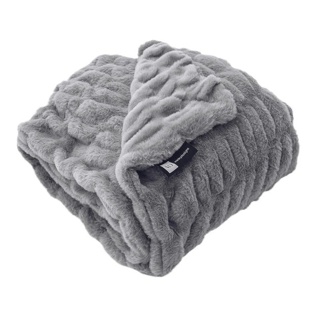 Minky Designs Ash Gray Minky Blanket – Ultra Soft Faux Fur Throw Blanket for Couch, Bed & Home – Fluffy, Warm & Luxurious – Chic Collection (Large, 60x72)