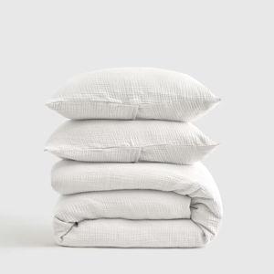Organic Airy Gauze Duvet Cover Set in White (King)