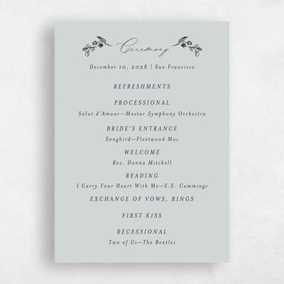 Blue Sage Mist Wedding Program - Fenwick