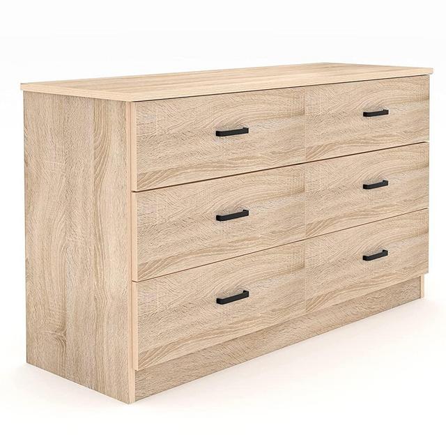Bigbiglife Wood Dresser for Bedroom, 6 Drawer Double Dresser, Light Oak