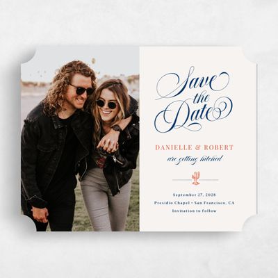 Beige Ticket Wedding Save the Date - Jerome Photo