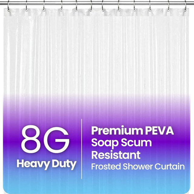 LiBa Bathroom Shower Curtain - Waterproof Plastic Shower Curtain Premium PEVA Non-Toxic with Rust Proof Grommets Frosted 8G Heavy Duty Bathroom Accessories 72x78