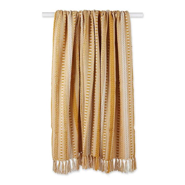 DII Braided Striped Throw, 50x60, Honey Gold